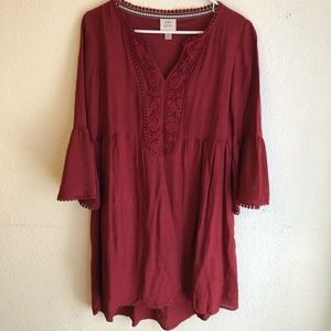 Maroon bell sleeve dress